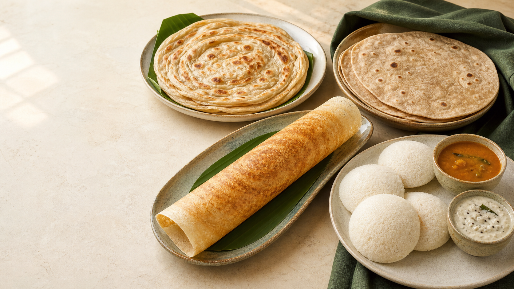 Fresh paratha, chapati, dosa and idli from the ARA Foods range